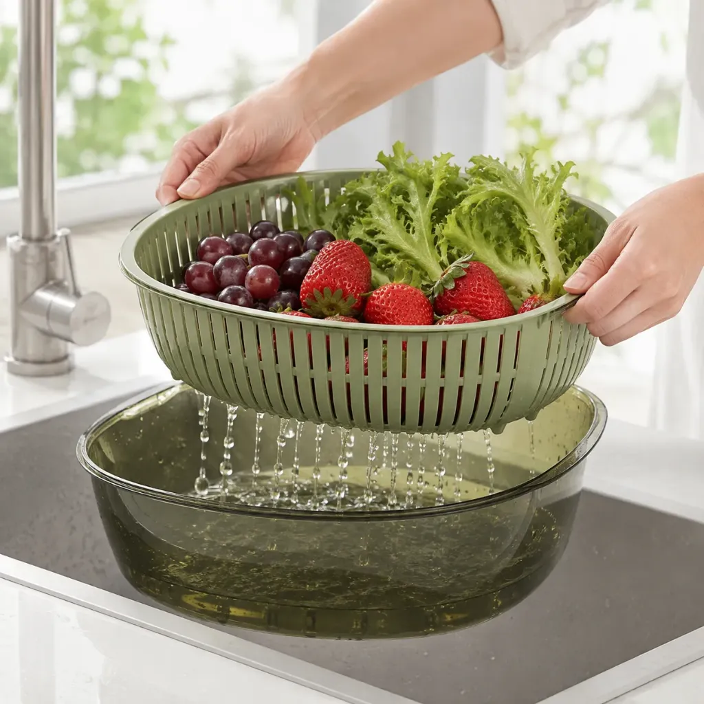 [692779700035501] Colander with Bowl (Green)