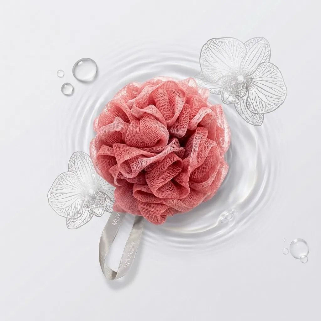 [90000000000102] Mesh Shower Poufs (Coral Pink)